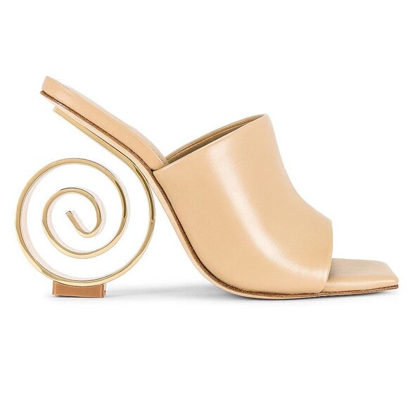 Cult Gaia Ira Spiral Swirl Slide Mule SANDAL 35 5 Natural Gold Leather NEW $458 - Picture 3 of 15